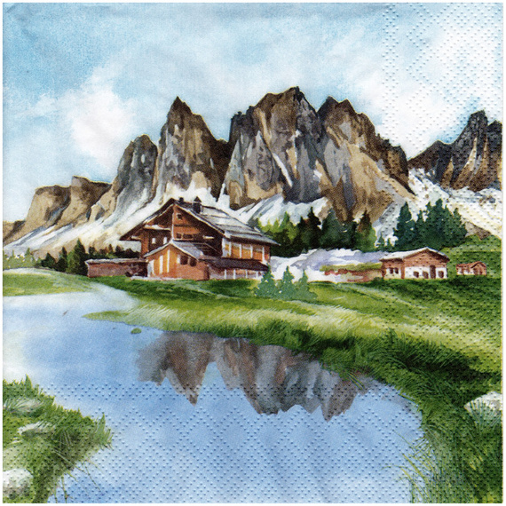 SERVIETTEN 1 Stück Motivservietten Decoupage Napkin 33x33cm, Mountain Valley