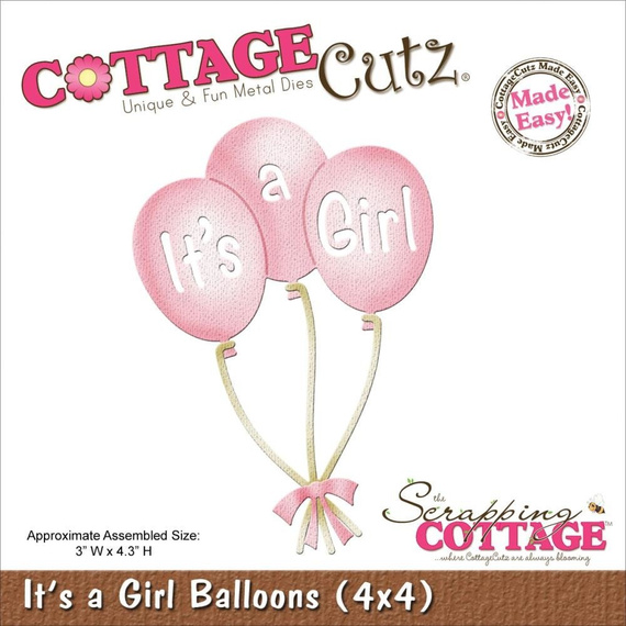 Stanzform Präge Stanzschablone Cutting Die - Cottage Cutz - It's a Girl Luftballons 4X4583 Luftballons - It's a girl