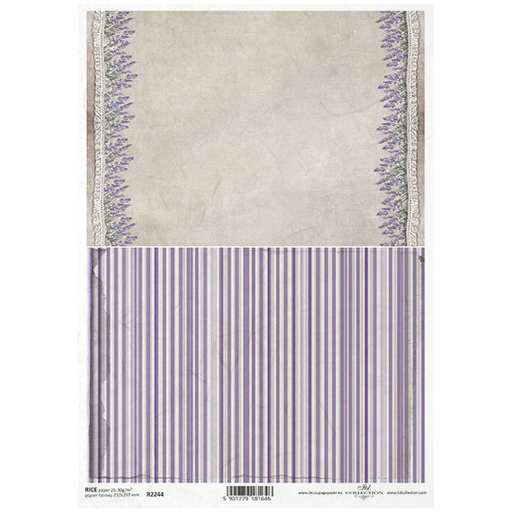 ITD Reispapier Decoupage Bastelpapier Serviettentechnik-R2244 gestreift, lavendel