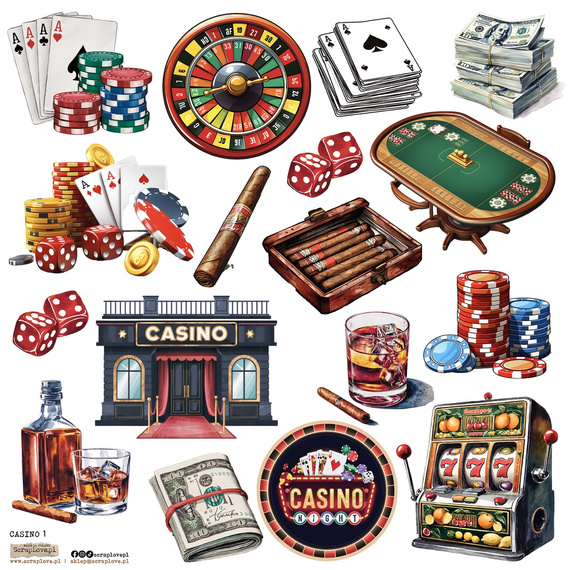 AUFKLEBER ScrapLove Dekor Stickers - Casino 1