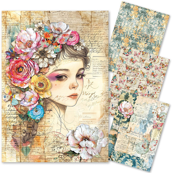 Reispapier Set Decoupage Bastelpapier A4 Ciao Bella  - Quintessential