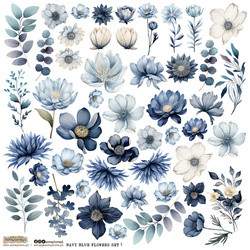 AUFKLEBER ScrapLove Dekor Stickers - Navy Blue Flowers set 1