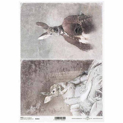 ITD Reispapier Decoupage Bastelpapier Softpapier, R1812 Tiere im Kostüm, Hase