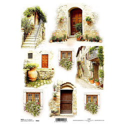 ITD Reispapier Decoupage Bastelpapier, R0462 Türen