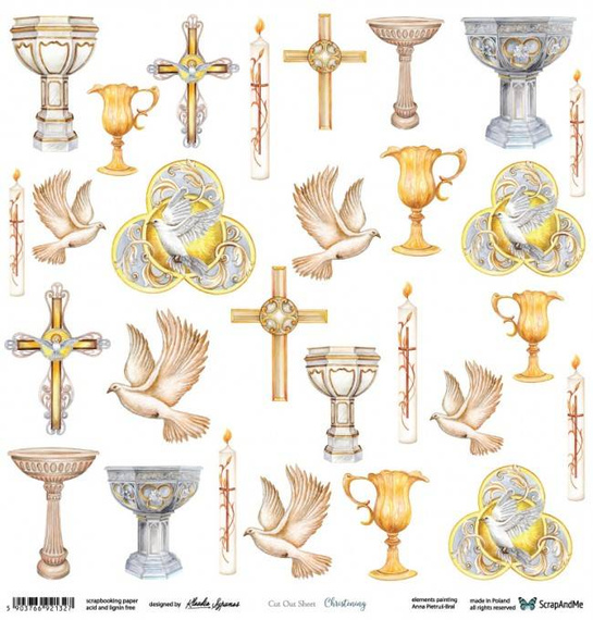 SCRAPandME 30x30cm einseitig Scrapbooking Papier 250g, Christening