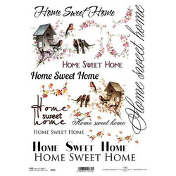 ITD Reispapier Decoupage Bastelpapier Softpapier, R494 Home sweet home Vögel