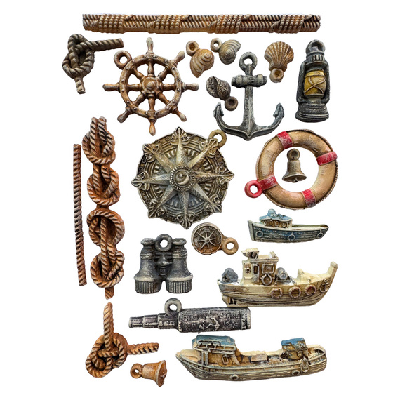 STAMPERIA SILIKONFORM Mold Abformen Gießen Mould, Silent Sea Boote, Anker, Steuer