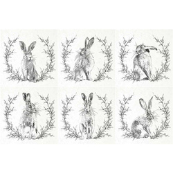 ITD - Reispapier-Set  - RSM053 Hasen - schwarz und weiß