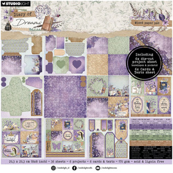 STUDIOLIGHT Set 36Blatt 20x20cm doppelseitig Scrapbooking Papier, Envelopes Diary of Dreams