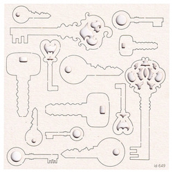 SCRAPINIEC Dekorpappe Die Cut Chipboard Dekoration Ornament, Schlüssel 649