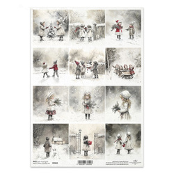 Reispapier für Decoupage A4 - Spaß im Schnee, Kinder - R2684- Itd Collection