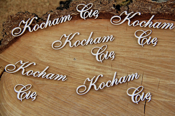 SCRAPINIEC Dekorpappe Die Cut Chipboard Dekoration Ornament, Kocham Cię 5182