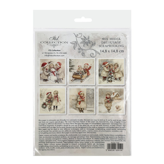 Reispapier-Set - Kinder, Weihnachten, Winter, Retro - RSM199 - Itd Collection
