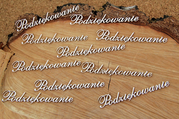 SCRAPINIEC Dekorpappe Die Cut Chipboard Dekoration Ornament, Podziękowania 5188