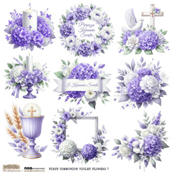 AUFKLEBER ScrapLove Dekor Stickers - First Communion Flowers Violet 1