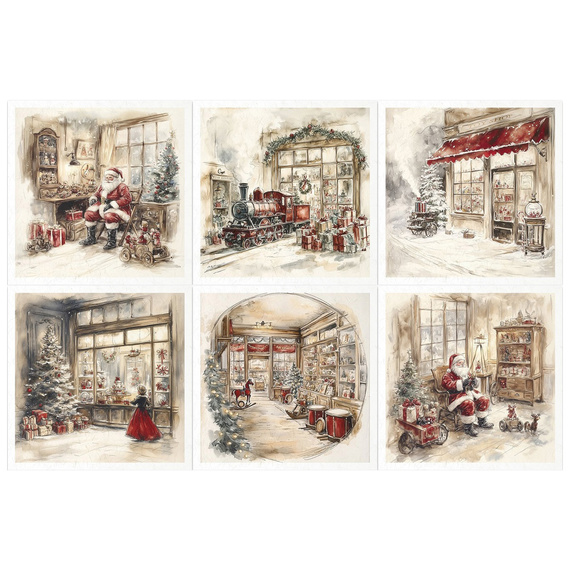 Reispapier-Set - Spielzeugladen, Weihnachtsmann, Lokomotive - RSM204 - Itd Collection