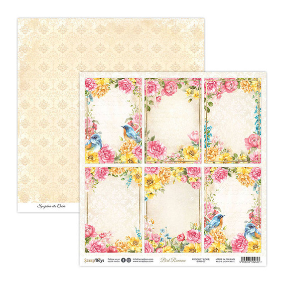 SCRAPBOYS Set 12Stk 30x30cm doppelseitig Scrapbooking Papier Bird Romance