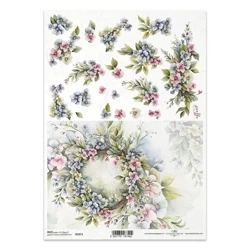 ITD Reispapier Decoupage Bastelpapier Serviettentechnik-R2371 Blumensträuße Girlanden
