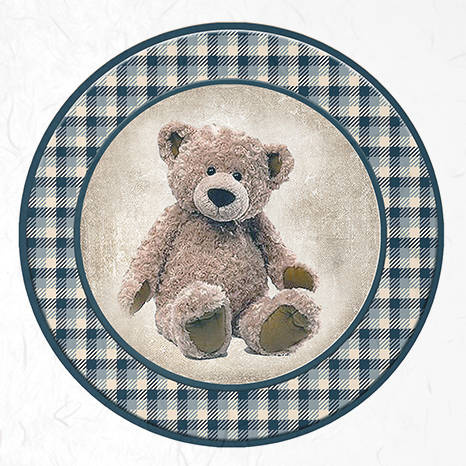 ITD - Reispapier-Set - ITD - RSM047 Spielzeug, Karomuster ,Teddybären, Blau