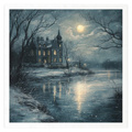 Reispapier-Set - Nachtlandschaft, Winter, Eule, Haus, Sterne - RSM179 - Itd Collection