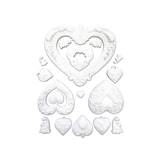 STAMPERIA SILIKONFORM Mold Abformen Gießen Mould, Hearts - Herzen