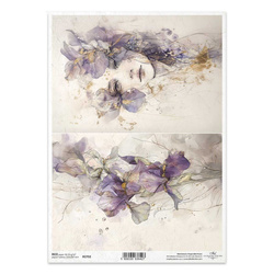 Reispapier für Decoupage A4 - dekorative Muster, Schwertlilie, Frauengesicht - R2702 - Itd Collection 