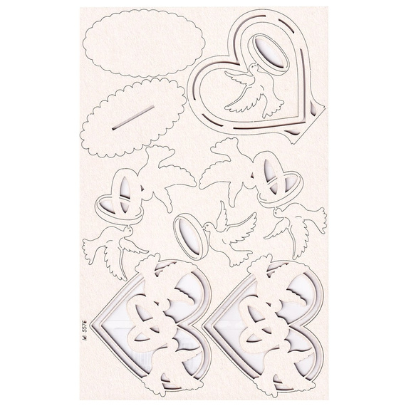 SCRAPINIEC Dekorpappe Die Cut Chipboard Dekoration Ornament, 3D Herz Tauben 5576