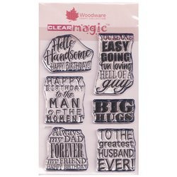 WOODWARE Transparent Stempeln Set Motivstempel Stamps, männliche Wünsche JGS580