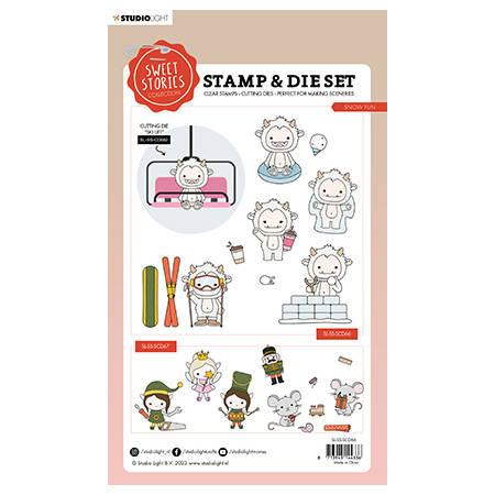 STUDIO LIGHT Stanzform Präge Stanzschablone Cutting Die + Stempel, Snow fun