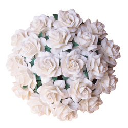 ROSEN Mulberrypapier 25 mm – STAR ROSES Elfenbein – Dekoblümen für Basteln - 50 Stück