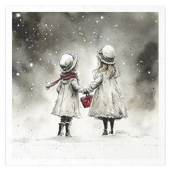 Reispapier-Set - Mädchen, Junge mit Hund, Winterlandschaft - RSM202 - Itd Collection