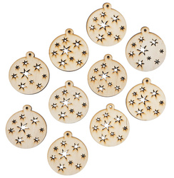 Holz-Christbaumanhänger Set 10 Stück - Sternchen - 6 cm