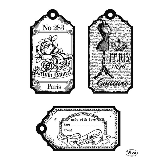 VIVA DECOR Transparent Stempeln Set Motivstempel Clear Stamps, Etiketten Paris