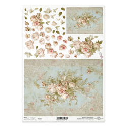 Reispapier Decoupage Bastelpapier für Decoupage A4 R2617 Blumen 3D Rosen