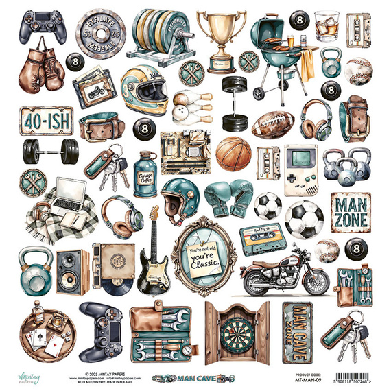 Scrapbooking Papier Set 30x30 - Mintay - Man Cave
