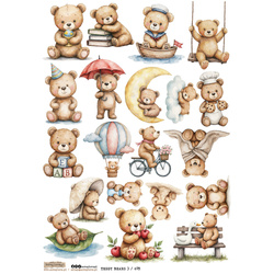 Reispapier Decoupage Bastelpapier A4 - Scraplove - Teddy Bears 3