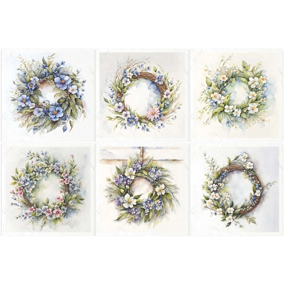 Scrapbooking-Bastelpapier-Set reis - ITD - RSM123 Girlande, weiße Blumen 