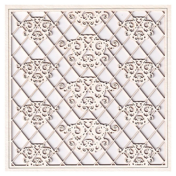 Dekorpappe Die Cut Chipboard - Fantasma - Netz mit Damast - Scrapiniec