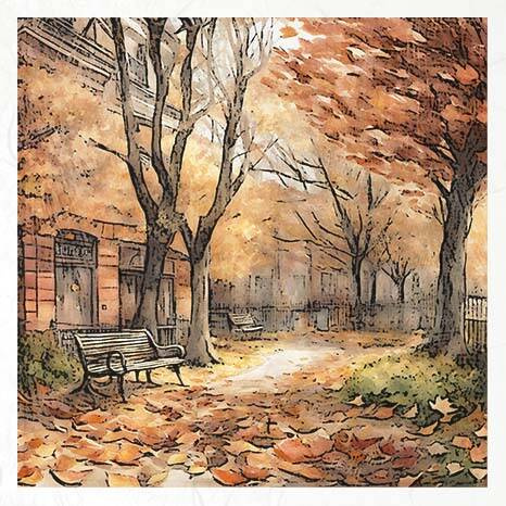 Reispapier-Set - ITD RSM102 Herbstansichten, Herbst, Park