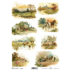 ITD Reispapier Decoupage Bastelpapier, ländliche Atmosphäre A4 R1079