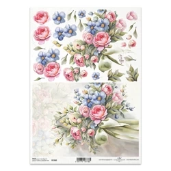 ITD Reispapier Decoupage Bastelpapier Serviettentechnik-R2380 Strauß, Blumen, Frühling
