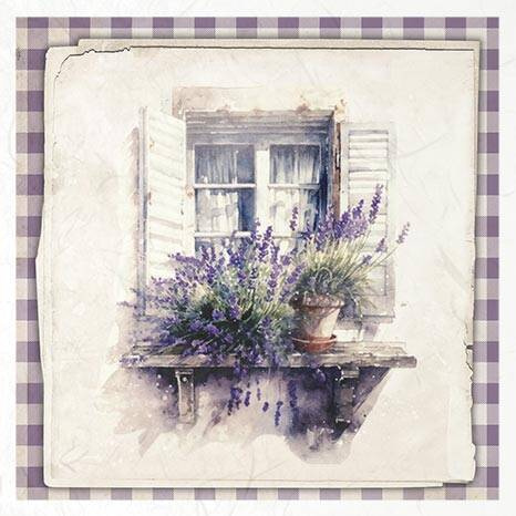 ITD Reispapier Decoupage SET Bastelpapier, Tür und Fenster mit Lavendeldekoration RSM081