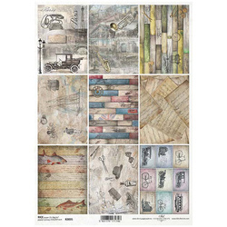 ITD Reispapier Decoupage Bastelpapier Men's World R2035 - Hintergründe, Tapetenmuster, Schrauben