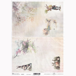 ITD Reispapier Decoupage Bastelpapier Softpapier Serviettentechnik, Pastellfarbene Hintergründe, Ostereier, Blumen R2172