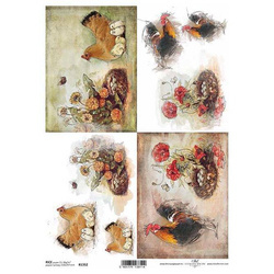 ITD Reispapier Decoupage Bastelpapier Softpapier Serviettentechnik, Hühner R1352