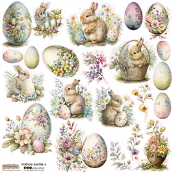AUFKLEBER - ScrapLove - Vintage Ostern 4 Hasen Ostereier