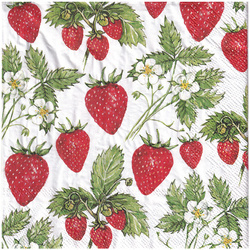 SERVIETTEN 1 Stück Motivservietten Decoupage Napkin 33x33cm, Delicious Strawberry Erdbeeren