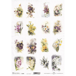 ITD Reispapier Decoupage Bastelpapier, A4 R1980 Frühlingsblumen