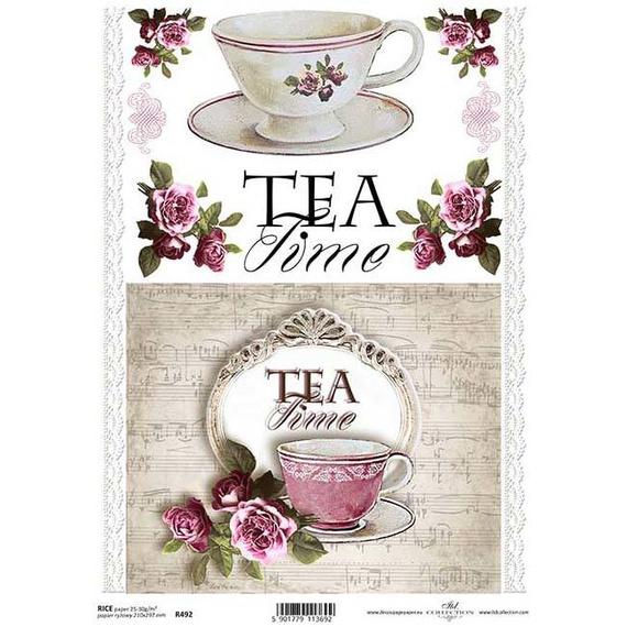 ITD Reispapier Decoupage Bastelpapier Serviettentechnik-R492 Teezeit