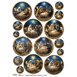 Reispapier Decoupage Bastelpapier A4 - Scraplove - Medallion Holy Family 2 - Medallions Heilige Famile 2